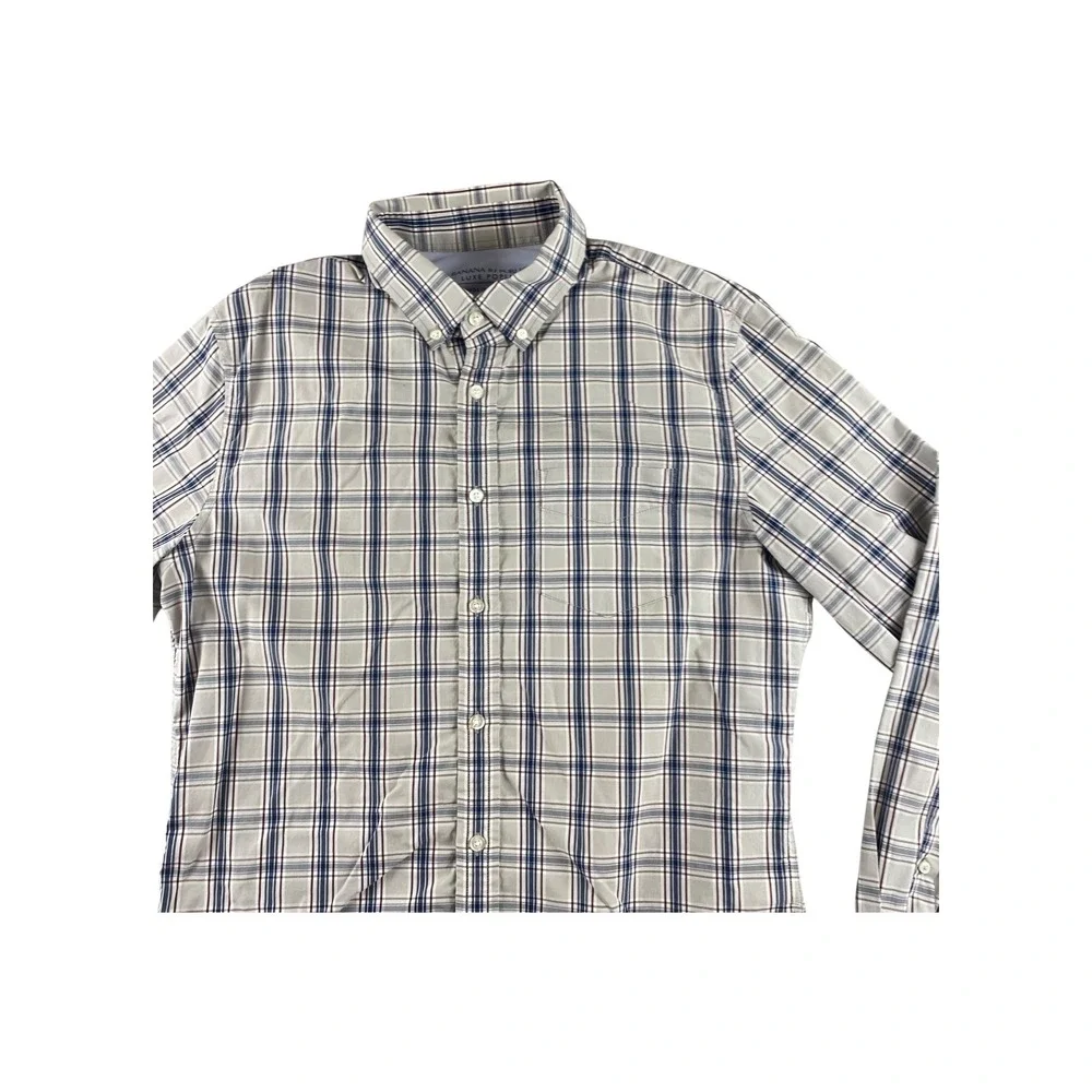 Banana Republic Grant Slim Fit Plaid Button Down‎ Shirt Mens Size M